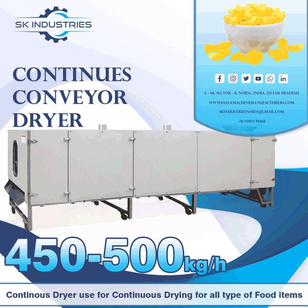 Continous Dryer use for continuous drying for all type of food items.for more information please contact us..S K INDUSTRIES A - 66, SECTOR - 8, NOIDA, UP, INDIATahir Saifi +91 9350378368.skindustriesnoida@gmail.com