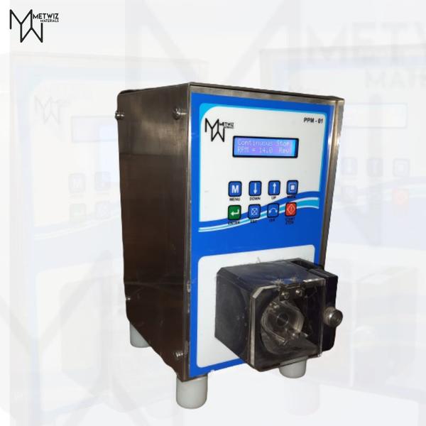 Peristaltic PumpKEY ADVANTAGES• Model: PP-M 01• Type: Peristaltic Pump• Motor: Gear-less Stepper Motor• Speed: Variable• Maximum Speed: 450 RPM• Least Count: 0.1 RPM• Operation: Continuous• Rotation: Bi- Directional• Electronics: ARM based Micro- controller• Input Supply: 230V AC/ 50Hz• Modbus CompatibleKEY FEATURES• Quality Stainless Steel Body.• Compact Design.• Simple Operation.• Hassle free cleaning and maintenance.