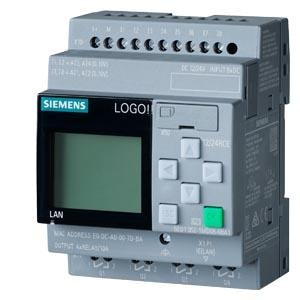 Siemens LOGO PLC Siemens logic module display ps/i/o 12/24vdc/relay LOGO! 12/24RCE, logic module, display PS/I/O: 12/24VDC/relay, 8 DI (4 AI)/4 DQ, memory 400 blocks, modular expandable, Ethernet, integrated web server, data log, user-defined web pages, standard microSD card for LOGO! Soft Comfort V8.3 or higher, older projects executable cloud connection in all LOGO! 8.3 basic units.