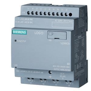 Siemens LOGO PLC Siemens logic module ps/i/o 12/24vdc/relay LOGO! 12/24RCEO, logic module, PS/I/O: 12/24VDC/relay, 8 DI (4 AI)/4 DQ, without display, memory 400 blocks, modular expandable, Ethernet, integrated web server, data log, user-defined web pages, standard microSD card for LOGO! Soft Comfort V8.3 or higher, older projects executable cloud connection in all LOGO! 8.3 basic units.