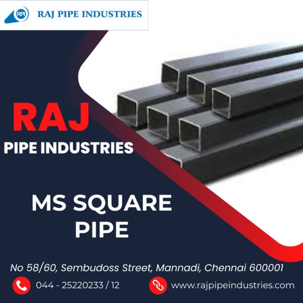 Welcome to Raj Pipe Industries, your depended on destination for top-fine MS square pipes. With a steadfast commitment to excellence and customer delight, we take satisfaction in supplying a numerous variety of MS rectangular pipes that cater to diverse commercial and construction needs. Backed with the aid of years of expertise and a trendy production facility, we ensure advanced pleasant, durability, and reliability in each product we deliver.Our Products:At Raj Pipe Industries, we specialize in production MS rectangular pipes that meet the very best enterprise requirements. Our product variety includes:MS Square Pipes:Precision-engineered to perfection.Available in various sizes, thicknesses, and dimensions to match various programs.Designed for structural integrity and sturdiness.Ideal for construction, fabrication, infrastructure projects, and extra.Customized Solutions:We apprehend that each mission has precise requirements. Hence, we offer custom designed solutions tailor-made on your particular desires.Our group of specialists collaborates intently with clients to deliver personalized MS rectangular pipes that meet precise specifications.