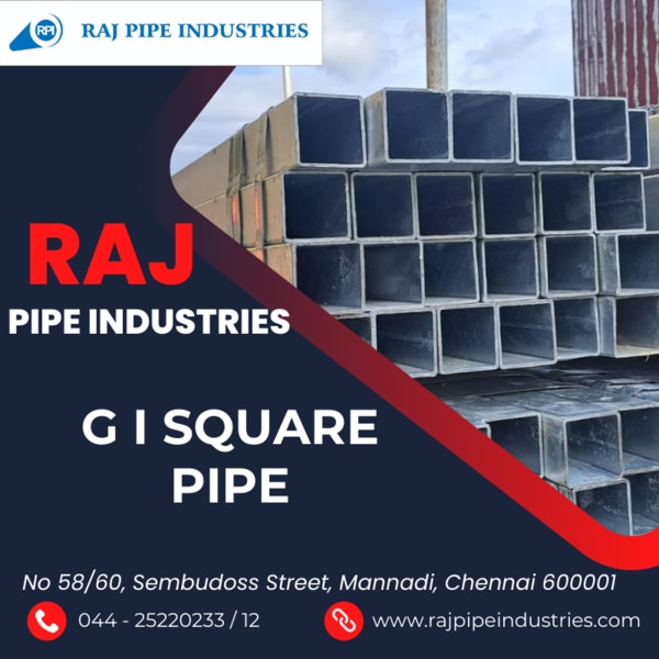 Welcome to Raj Pipe Industries, your trusted destination for top-quality GP (Galvanized Pipe) square pipes. With a steadfast commitment to excellence and customer satisfaction, we specialize in offering a diverse range of GP square pipes that cater to various industrial and construction needs. Backed by years of expertise and a state-of-the-art manufacturing facility, we ensure superior quality, durability, and reliability in every product we deliver.Our Products:At Raj Pipe Industries, we take pride in manufacturing GP square pipes that meet the highest industry standards. Our product range includes:GP Square Pipes:Precision-engineered to perfection.Coated with a layer of zinc through hot-dip galvanizing for enhanced corrosion resistance.Available in various sizes, thicknesses, and dimensions to suit diverse applications.Designed for structural integrity and durability in harsh environments.Customized Solutions:We understand that every project has unique requirements. Therefore, we offer customized solutions tailored to your specific needs.Our team of experts collaborates closely with clients to deliver personalized GP square pipes that meet precise specifications.