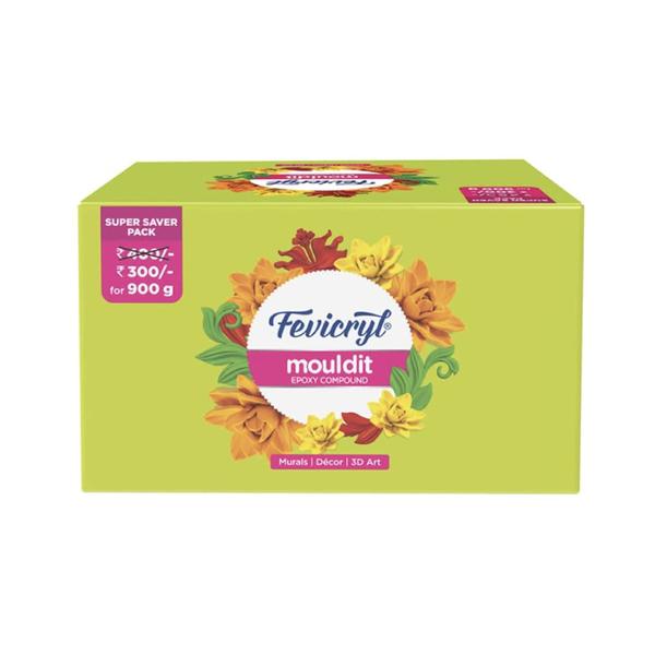 Fevicryl Mouldit clay is used to mould and create shapes and 3D works of all art like wall hangings, vases, murals, etc. Get the malleability of clay coupled with the binding strength of epoxy resin with Fevicryl Mouldit.Strong Resin Base – Fevicryl MouldIt comes with a strong art resin epoxy mould base & hardener, which need to be mixed together to get a solid solution. By mixing them together, it’s easier to mould the product to your liking.Make Many Artworks - This versatile DIY craft material is ideal for doing projects that range from tiny jewellery to large murals, making it a great product for aspiring and professional artists.Non-sticky nature - This DIY moulding clay kit product is non-sticky in nature, making it easier to work with. It is also soft and pliable, so it becomes easier to mould to your preference and liking.Ideal Dry time - The setting time is 90 minutes which is perfect for any aspiring artist as it becomes easier to work with for both professionals and amateurs.
