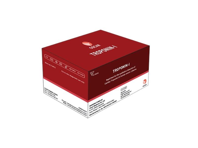 Troponin-IOscar Troponin-I is an in vitro diagnostic test based on immunochromatographic assay. It is designed for qualitative determination of Cardiac Troponin-I (cTnI) in human serum / plasma as an aid in the diagnosisof acute myocardial infarction (AMI).For professional and in-vitro diagnostic use only.Pack Size: 10 Tests