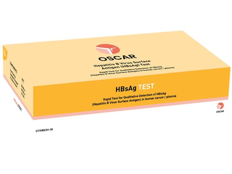 Hepatitis B Antigen TestOSCAR HBsAg test is a one step rapid, qualitative, sandwich immunoassay. It is used for the detection of Hepatitis B surface antigen in human serum/plasma specimen.For professional use only.Sensitivity: 100%Specificity: 99.7%Pack Size: 50 Tests