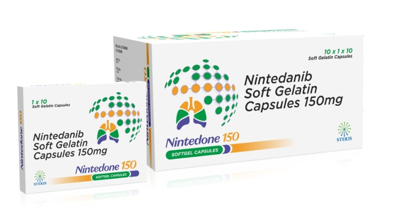 NINTEDONE 150 Nintedanib (150mg)NINTEDONE 150, containing Nintedanib at 150mg strength, is a targeted medication used in treating various lung diseases like idiopathic pulmonary fibrosis (IPF) and other interstitial lung diseases (ILD). Its mechanism involves blocking pathways that promote scarring and inflammation in lung tissue, thereby slowing disease progression and improving lung function. This prescription medicine is taken orally and is often part of a comprehensive treatment plan managed by healthcare professionals.