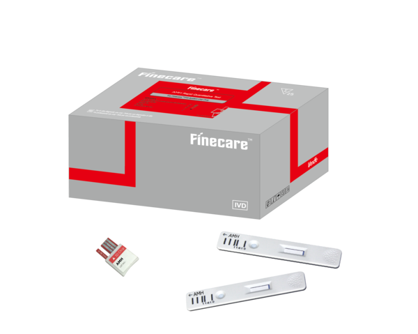INTENDED USEThe Finecare™ AMH Rapid Quantitative Test is a fluorescence immunoassay used along with Finecare™ FIA Meters for quantitative measurement of AMH in human whole blood, serum or plasma. The test is mainly used in the assessment of the ovarian reserve and as an aid in the diagnosis of polycystic ovary syndrome (PCOS).STORAGE AND STABILITY1. Store the test kit at 4~30°C up to the expiration date printed on the package.2. If removed from refrigerator, allow the test to return to room temperature for 30 minutes before testing.3.Do not remove the cassette from the pouch until ready to use. The test cassette should be used within 1 hour once opened.