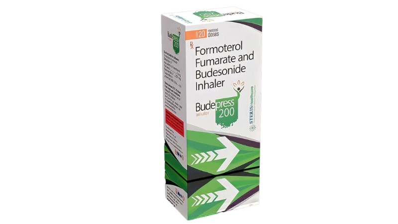 INH BUDEPRESS 200 Formoterol (6mg), Budesonide (200mg)INH BUDEPRESS 200 is a potent combination inhaler designed to manage respiratory conditions effectively. It contains Formoterol at 6mg, a long-acting beta agonist that helps relax and open the airways, making breathing easier. Budesonide, at 200mg, is a corticosteroid that reduces inflammation in the airways, thereby preventing asthma attacks and improving lung function.Additionally, this inhaler includes Fluticasone at 250mg, another corticosteroid that further reduces inflammation and provides added protection against respiratory symptoms. Together, these ingredients work synergistically to control symptoms such as wheezing, shortness of breath, and coughing associated with asthma and chronic obstructive pulmonary disease (COPD).INH BUDEPRESS 200 is formulated for convenient use, delivering precise doses with each inhalation to ensure optimal treatment outcomes. It is recommended for patients who require comprehensive respiratory care and seek a reliable solution for managing their condition effectively.