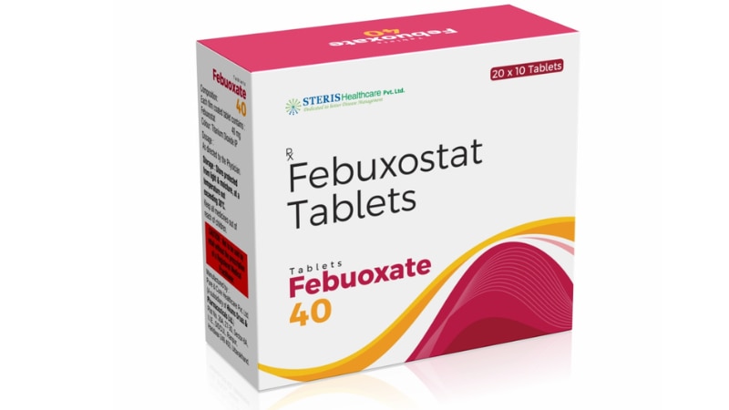 FEBUOXATE 40 Febuxostat (40mg)FEBUOXATE 40, containing 40mg of Febuxostat, is a highly effective medication designed to lower uric acid levels in adults suffering from gout. This potent formula helps prevent gout attacks by inhibiting the enzyme responsible for uric acid production, ensuring better joint health and reducing the risk of gout-related complications.