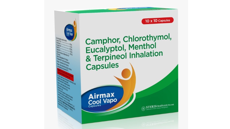 AIRMAX COOL VAPO Camphor, chlorothymol ,Eucalyptol , Menthol & Terpineol Inhalation capsules