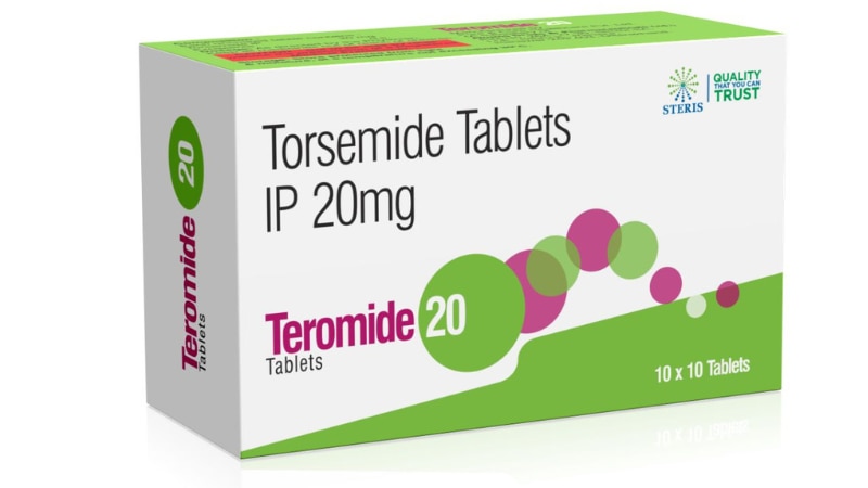 TEROMIDE 20 Torsemide(20Mg)Teromide 20, containing 20 mg of Torsemide, is a highly effective diuretic medication designed for the management of edema associated with heart failure, renal disease, or liver disease. It helps reduce fluid accumulation and swelling by increasing urine output. Teromide 20 is also used to treat hypertension, aiding in the control of blood pressure. This medication should be taken under medical supervision, as it can also help prevent potential complications from excess fluid retention.