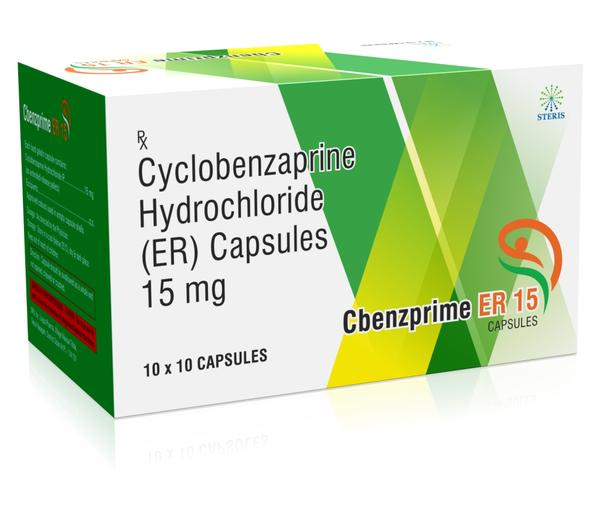 CBENZPRIME ER 15 Cyclobenzaprine HCl Tablets ER(15mg)STERIMIN ESSENTIAL's CBENZPRIME ER 15 is a potent formulation of Cyclobenzaprine Hydrochloride in extended-release tablets, each containing 15mg of the active ingredient. These tablets are designed for sustained relief from muscle spasms and associated discomfort. CBENZPRIME ER 15 works by targeting the central nervous system, relaxing muscles, and improving mobility. With a focus on quality and efficacy, CBENZPRIME ER 15 from STERIMIN ESSENTIAL is a trusted choice for managing musculoskeletal conditions effectively.