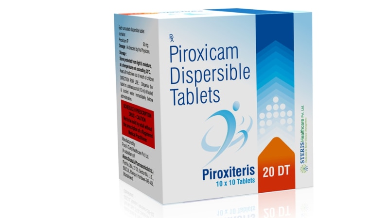 PIROXITERIS 20 DTPiroxicam Dispersible (20mg)PIROXITERIS 20 DT (Piroxicam Dispersible 20mg) is a nonsteroidal anti-inflammatory drug (NSAID) available in dispersible tablet form. It is commonly prescribed to alleviate pain, inflammation, and stiffness caused by conditions like arthritis, osteoarthritis, rheumatoid arthritis, and ankylosing spondylitis. The active ingredient, Piroxicam, works by reducing the production of substances in the body that cause inflammation, thus providing relief from pain and swelling. This medication is typically taken orally, usually once or twice a day as directed by a healthcare professional. It is important to follow the prescribed dosage and recommendations for safe and effective use.