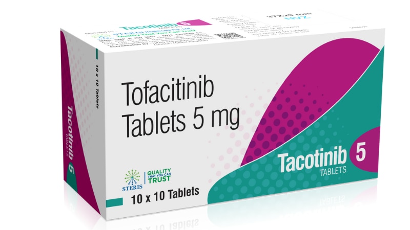 TACOTINIB 5Tofacitinib Tab (5mg)Tofacitinib 5mg, also known as Tacotinib 5, is a potent Janus kinase (JAK) inhibitor used to treat rheumatoid arthritis and psoriatic arthritis by reducing inflammation and joint damage. It helps manage symptoms like joint pain, stiffness, and swelling, improving overall joint function. Tofacitinib may also be prescribed for ulcerative colitis. However, it's crucial to follow your doctor's dosage instructions and monitor for potential side effects like infections, liver problems, and blood clotting issues.