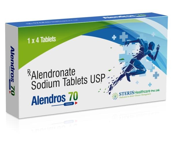 ALENDROS 70Alendronic Acid (70mg)ALENDROS 70 contains Alendronic Acid 70mg, a key medication for preventing and treating osteoporosis in postmenopausal women and men at increased risk of fractures. By inhibiting bone resorption, it increases bone mass and reduces the likelihood of spine and hip fractures. Take this tablet once a week, on an empty stomach, and stay upright for at least 30 minutes post-ingestion to facilitate absorption and minimize potential gastrointestinal side effects. Not recommended for patients with certain esophageal abnormalities or inability to sit upright or stand for the required period.