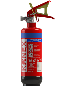 ABC powder-type fire extinguisher puts off Class A, B and C type of fires.