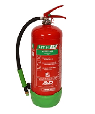 LITHEX FIRE EXTINGUISHER IN COIMBATORE
Wet chemical Fire Extinguisher is Specifically designed Battery fire Extinguisher.
It has proven results against lithium ion battery fires.
Available in
1L.tr, 2L.tr, 4L.tr, 6L.tr, 9L.tr
Key Features
Good quality MAP 50% & 90% Powder capable of fighting class A,B,C & Electrical fires.
Easy to maintain, refilling & service.
ISI marked and CE marked
More flexible EPDM hose.
Unique gauge testing system (UGTS) mechanism.
Best available Fire rating in class of fire.
Best available Fire ratings in its class with 5 years warranty.
Brass chrome plated valve.
Anti-corrosive Phosphate treatment of Cylinders.
Internally Epoxy polyester and externally pure polyester powder coating.