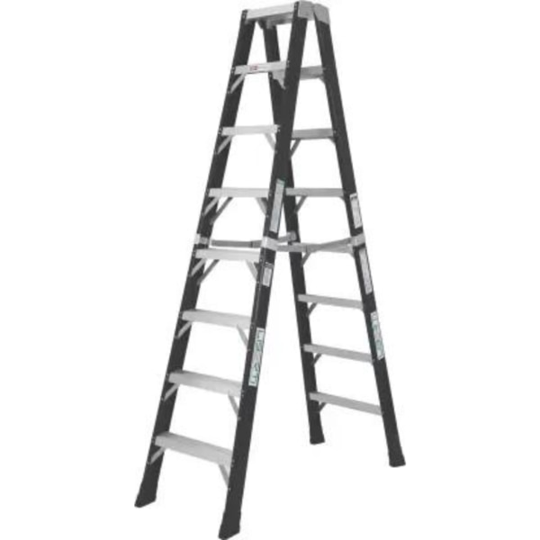  Super tough copolymer top for strength & durability- Dog bone spreader with hand grip for easy one-handed carry & close- Durable non-conductive fiberglass side rails- Aluminium braces on all steps- Slip resistant safety shoes- Specially designed aluminium heavy duty spreader bars with Z brackets