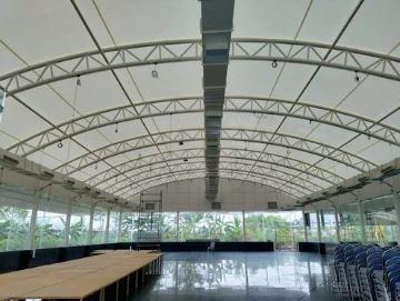 A marriage hall Tensile structure is a type of architectural design that uses a stretched fabric membrane to create a roof or canopy. This type of structure is commonly used for outdoor events such as weddings, parties, and concerts.