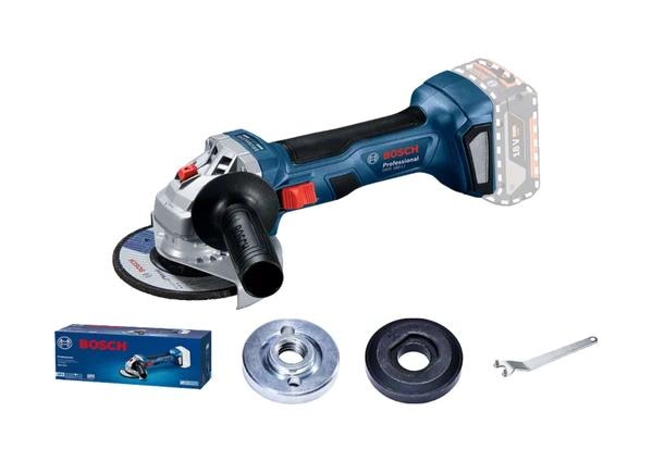 FAIR TRADE CORPORATION (FTC MUMBAI) Authorised Dealers for BOSCH GWS 180-LI (100mm Solo) ProfessionalOrder Number: 0 601 9H9 0K0PRODUCT HIGHLIGHTS:Bosch’s GWS 180-LI Professional cordless small angle grinder unites corded-level performance with outstanding ergonomics and convenient handling. Specifically optimised for cutting applications, this tool’s balanced design and the slim handle provides superb versatility. The brushless high-performance motor makes for fast working progress and provides the equivalent to 700W of corded power. Thanks to improved efficiency and runtime, this grinder gets the best productivity out of every battery charge. Slim handle design and the keyless guard take this grinder’s user convenience to the next level.FUNCTIONS & KEY FEATURES:- High-performance Brushless motor delivers 700W Corded equivalent power- Balanced design and slim handle, specifically optimised for versatile cutting- Increased productivity thanks to improved efficiency and runtime- Next-level convenience thanks to slim handle design and keyless guardINCLUDED IN THIS VARIANT:- Locking nut: Order number: 2 603 340 018- Two-hole spanner (spare part number 1 619 P08 928)- Backing flange: Order number: 2 605 703 032- Protective guard, 100 mm: Order number: 2 608 000 676- Auxiliary handle: Order number: 1 602 025 024- Cardboard boxTECHNICAL DATAADDITIONAL DATA:- Battery Voltage: 18.0 V- No-load Speed: 11,000 rpm- Disc Diameter: 100 mm- Weight incl. Battery: 2 kg- Grinding Spindle thread: M10- Bore size, Diameter: 22.23 mm- Weight excl. Battery: 1.4 kgTOTAL VIBRATION VALUES (SURFACE GRINDING (ROUGHING)- Vibration emission value ah: 7 m/s²- Uncertainty K: 1.5 m/s²TOTAL VIBRATION VALUES (SANDING WITH SANDING SHEET) - Vibration emission value ah: 5.3 m/s²- Uncertainty K: 1.5 m/s²SURFACE GRINDING (ROUGHING)- Vibration emission value ah: 7 m/s²- Uncertainty K: 1.5 m/s²SANDING WITH SANDING SHEET- Vibration emission value ah: 5.3 m/s²- Uncertainty K: 1.5 m/s²The A-rated noise level of the power tool is typically as follows: Sound pressure level 79.5 dB(A); Sound power level 90.5 dB(A). Uncertainty K= 3 dB.