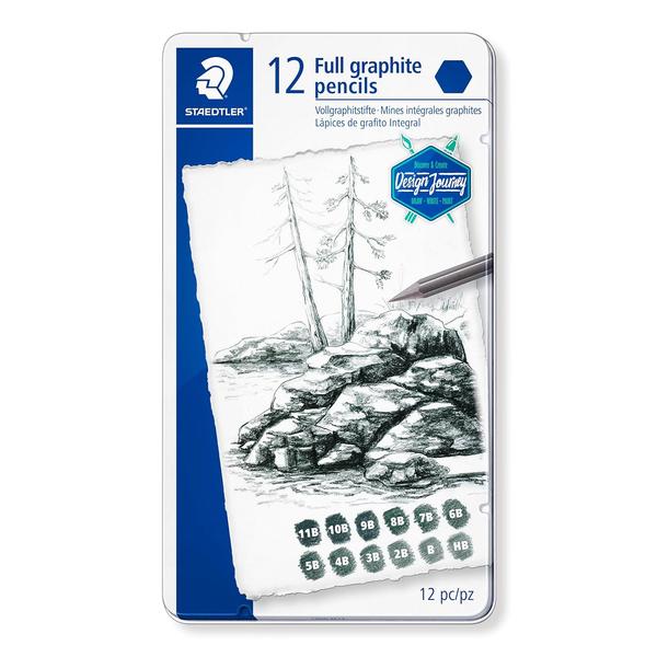 FEATURES:-Particularly suitable for writing, drawing, sketching and hatching as well as for professional graphic and artistic applicationsLines reproduce wellEasy to erase and easy to sharpen with any quality sharpener.Graphite Pencils:Metal tin containingHigh-quality drawing pencil with special lead formulation for results with a metallic lustre in a wide variety of grey tonesHigh break-resistance through special lead formulation and super-bonded leadWood from PEFC-certified sustainably managed forestsVARIANTS:-Available in 12 finely graded HB, B, 2B, 3B, 4B, 5B, 6B, consistent degrees: 7B, 8B, 9B, 10B, 11BSPECIFICATIONS:-Brand Name : StaedtlerType : Graphite Pencillead Size: 6.8 mmUse : Office and schoolErasable Or Not : YesModel No. SKU: 100G M12