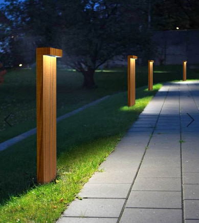 A decorative LED bollards designed with single sided light output to provide soft,flat beam light distribution.These luminaries offer shielded glare free illumination on ground surface and are perfect for illuminating entrances,footpaths as well as garden and landscape architecture.Clean Lines and pure form are the underlying elements in this series of LED bollards.*Available FinishBamboo / Teak / Bronze Gold.