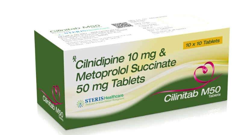CILINITAB M 50Cilnidipine 10 mg & Metoprolol Succinate 50 mgCilinitab M 50 combines Cilnidipine 10 mg and Metoprolol Succinate 50 mg, offering effective control over high blood pressure and heart rate.Uses:It helps lower blood pressure and reduce the risk of cardiovascular events.Cilnidipine prevents calcium influx in vascular smooth muscle, while Metoprolol targets the heart rate.