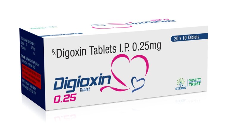 DIGIOXIN 0.25 Digoxin 0.25 mgDigioxin 0.25 contains Digoxin 0.25 mg, used primarily to treat heart conditions like atrial fibrillation and heart failure.Uses:Enhances heart efficiency and controls heart rate in conditions like atrial fibrillation.Helps alleviate symptoms of heart failure, improving quality of life.