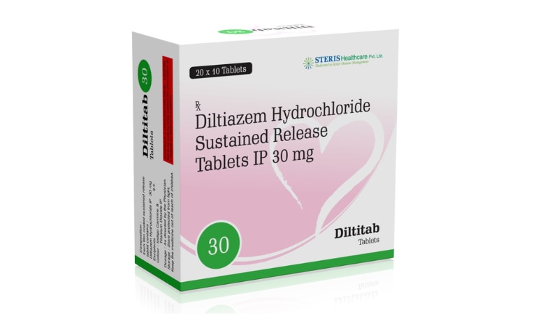 DILTITAB 30 15's Blister Diltiazem HCL (SR)Diltitab 30, featuring Diltiazem HCL SR, is formulated to manage hypertension and chronic stable angina effectively.Uses:It reduces high blood pressure and alleviates chest pain associated with angina.Diltiazem's sustained release ensures prolonged effect and stable blood levels.