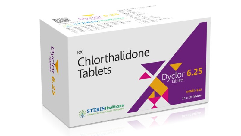 DYCLOR 6.25Chlorthalidone (6.25mg)Dyclor 6.25 contains Chlorthalidone 6.25mg, a diuretic medication primarily used for managing hypertension and fluid retention.Uses:Effective in reducing high blood pressure and controlling edema associated with heart, liver, or kidney issues.Chlorthalidone promotes urine production, helping to eliminate excess fluid from the body.