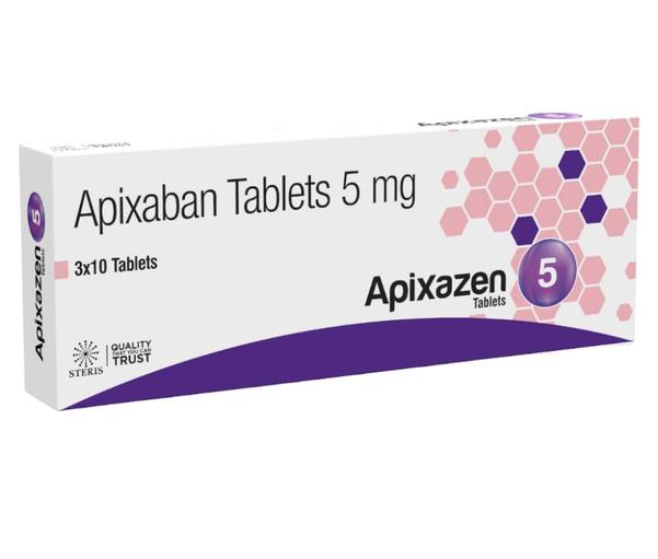 APIXAZEN 5 Apixaban (5mg)Apixazen 5 (Apixaban 5mg) is an anticoagulant medication used to prevent blood clots in individuals with conditions such as atrial fibrillation, deep vein thrombosis (DVT), and pulmonary embolism (PE). By inhibiting certain clotting proteins, it reduces the risk of stroke and systemic embolism. Typically taken orally once or twice daily, as prescribed by a healthcare provider, Apixazen 5 should be used cautiously in individuals with a history of bleeding disorders or gastrointestinal bleeding. Common side effects may include bleeding, bruising, and dizziness. It's essential to inform your doctor about any medications or supplements you're taking, as they may interact with Apixazen 5. If you experience severe bleeding or signs of an allergic reaction, seek medical attention promptly.