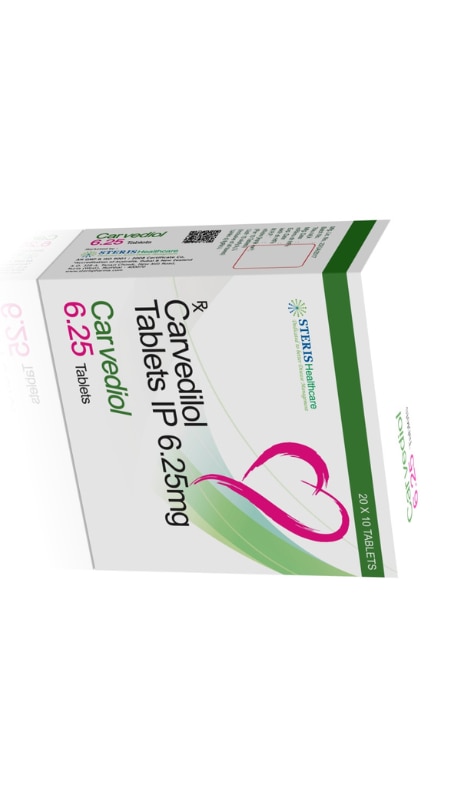 CARVEDIOL 6.25 Carvedilol (6.25mg)Carvediol 6.25 (Carvedilol 6.25mg) is a medication primarily prescribed to manage conditions such as high blood pressure (hypertension) and heart failure. Carvedilol, the active ingredient, belongs to a class of drugs called beta-blockers, which work by blocking the action of certain natural substances in the body, such as adrenaline, thereby slowing the heart rate and relaxing blood vessels to improve blood flow. This medication is typically taken orally once or twice daily with food, as directed by a healthcare professional. It's crucial to adhere to the prescribed dosage and not to discontinue the medication abruptly without consulting a doctor, as sudden cessation can lead to worsening of heart conditions. Common side effects may include dizziness, fatigue, and low blood pressure. If you experience severe side effects such as shortness of breath, swelling of the hands or feet, or fainting, seek medical attention promptly. Additionally, inform your healthcare provider about any other medications or supplements you are taking, as they may interact with Carvediol 6.25.
