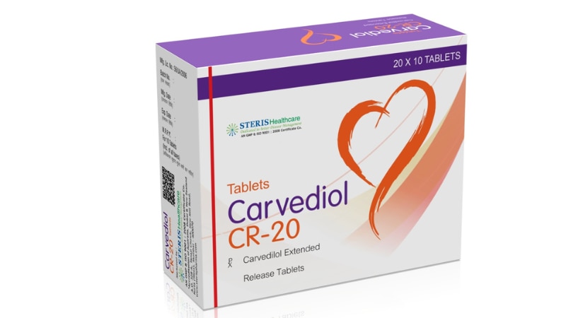 CARVEDIOL CR 20 Carvedilol (20mg)Carvediol CR 20 (Carvedilol 20mg) is a medication often prescribed to manage conditions like high blood pressure (hypertension) and heart failure. Carvedilol, its active ingredient, falls under the category of beta-blockers. By blocking certain natural substances in the body, such as adrenaline, it slows the heart rate and relaxes blood vessels, thus improving blood flow. Usually taken orally once daily with food, it's crucial to follow the prescribed dosage and not discontinue the medication abruptly without consulting a doctor, as it may worsen heart conditions. Common side effects may include dizziness, fatigue, and low blood pressure. If severe side effects like shortness of breath, swelling of the hands or feet, or fainting occur, prompt medical attention is necessary. Additionally, inform your healthcare provider about any other medications or supplements you are taking, as they may interact with Carvediol CR 20.