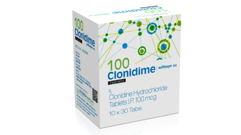 CLONIDIME 100Clonidine Hydrochloride (100 mcg)Clonidime 100 contains Clonidine Hydrochloride at a dosage of 100 micrograms (mcg). It is commonly prescribed to manage high blood pressure (hypertension) and certain conditions like attention deficit hyperactivity disorder (ADHD) or menopausal flushing. Clonidine works by stimulating alpha-adrenergic receptors in the brain, leading to a decrease in sympathetic outflow, thus reducing blood pressure. This medication is typically taken orally, following the dosage instructions provided by a healthcare professional. It's important to adhere to the prescribed dosage and not to discontinue the medication abruptly without consulting a doctor, as sudden cessation can lead to rebound hypertension. Common side effects may include dizziness, drowsiness, dry mouth, and constipation. If you experience severe side effects such as fainting, difficulty breathing, or swelling of the face, lips, or throat, seek medical attention promptly. Additionally, inform your healthcare provider about any other medications or supplements you are taking, as they may interact with Clonidime 100.