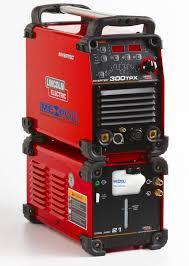 FeaturesAdvanced inverter technology for superior TIG performance.Full function user-friendly control panel layout with graph and a numeric display make it easy to set allwelding parameters.Rugged construction: electrical safety (IP23), potted PC boards and optimum air reduce contamination toextend the equipment's life in the harshest environmental conditions.HF and Lift TIG ignition meeting all requirements.Perfect TIG HF starting with pre-settable stating mode.Complete TIG parameters setting: Pulse TIG with variable frequency that allows the welder to adjust the arcfocus to suit the applications, 10 memory location for personalized welding setting, TIG Spot welding.Water coolers and Carts available.The Invertec® 300 and 400TPX have been manufactured in a light-weight but robust outer casing,making them portable and ideal for operation even in the most hazardous environments. Thesemachines feature HF TIG ignition, Lift TIG ignition, 2 or 4 step, variable down slope, post- wcontrol, digital pre-set meters with hold functions and built-in variable Pulse. Unique pre-settablestarting mode allows excellent HF arc start in any welding conditions. Both machines are equippedwith ten memory slots allowing for setting of personal welding parameters and procedures.TIG Spot welding mode completes the extensive list of TIG welding features. Both machines havebeen designed, not only as a TIG welder, but to also operate as a stick welder with a variety ofpopular stick electrodes including Cellulosic. They can be simply converted to a water-cooled unit byadding the COOLARC® 21 (300TPX) or COOLARC® 46 (400TPX) water-coolers. Robust, stable and wellequipped carts are available for easy movement of the units.