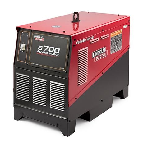 DETAILSFLEXIBLE CONFIGURATION. ENDLESS POSSIBILITIES.Choose the Power Wave® S700 model for high amperage, high duty cycle applications in the heavy equipment, transportation and other fabrication industries. Typically recommended for 1/16 inch (1.6 mm) wire diameter and up, the Power Wave®\ S700 can be used in semiautomatic, hard automation or robotic environments - even for high deposition synchronized tandem welding applications. The machine is also suitable for arc gouging.Low Operating Cost - Operates at a high 88% efficiency with a 95% minimum power factor (at rated output)Severe Duty - Can be stored outdoors. IP23 rated to withstand harsh environmentsiARC™ Digital Control - 90 times faster than the previous generation, delivering a responsive arcStandard ArcLink®, Ethernet, and DeviceNet™ Communication - Offers remote process monitoring, control and troubleshootingTrue Energy™ - Measures, calculates and displays instantaneous energy in the weld for critical heat input calculationsCheckpoint™ - A cloud-based data collection tool allows customers to view and analyze welding data. Track equipment usage, store weld data, configure fault limits and moreFan-As-Needed™ (F.A.N.) - Reduces power consumption and the amount of debris that gets drawn into the machine by shutting the fan down when it is not neededStandard 115V (10A) AC Duplex Auxiliary Power Receptacle - Features patent pending Surge Blocker™ Technology to ensure simultaneous welding performance is not compromised by high starting current devices such as grinders (typically requiring 60A or more peak surge current)FeaturesHigh output for the most demanding applicationsSevere Duty IP23 rating for harsh environmentsAll Power Wave® systems come standard with access to Lincoln Electric Power Wave® Manager and Lincoln Electric Checkpoint® Production Monitoring allowing for advanced remote configuration, process control, and quality assurance.