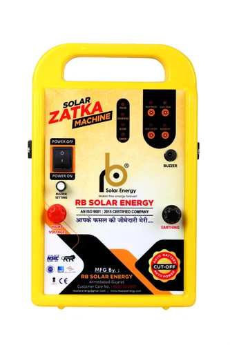 Solar Fence Energizer Manufacturer in IndiaSolar Fence Energizer is used to protect Farming land from wild animals who probably harms agricultural products, Our Solar Fence Energizer gives mild current to those animals and by that animals do not comes nears to farming, Our Solar Zatka Machine are design to protect that does not harm any animals at all, we take proper precaution that Solar Zatka Machine area easily installed and place at proper place to avoid any misshapen. RB Solar Energy is a company specializing in the production and supply of solar-powered products, including solar fence energizers. These energizers are designed to power electric fences using solar energy, providing an efficient and eco-friendly solution for managing livestock and protecting properties.Key Features and Benefits of Solar Fence Energizers by RB Solar Energy:Renewable Energy Source: Utilizes solar panels to convert sunlight into electrical energy, reducing dependence on conventional power sources.Cost-Effective: Lower operational costs compared to traditional electric fences due to the elimination of electricity bills.Eco-Friendly: Minimal carbon footprint and sustainable energy use.Reliability: Consistent performance in remote areas where grid power may be unavailable or unreliable.Easy Installation and Maintenance: User-friendly design allows for straightforward installation and minimal upkeep.Durability: Built to withstand various weather conditions, ensuring long-lasting performance.