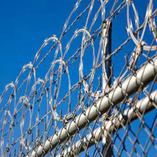 Material	Galvanized IronCountry of Origin	Made in IndiaFlat Wrap, Razor Wire, Continues loops (Roll) Individual rings clipped together. Saves on labor and time in comparison to single rings. Complies to WATER CORP AND WESTERN POWER SPECIFICATIONS 550mm Diameter Short Barb, Galvanised Steel, 100 Loops per Pack Length per pack 27.5m @ 275mm centres, Weight 17 kg, We are manufacturing Flat Wrap Razor Wire as it saves labour and cost due to its standalone fencing or amalgamated with chain link, Brick wall and Wiremesh Flat Wrap is erected using Single Strand Razor Wire Which is then clipped to create flat and straight Razor fence barrier.