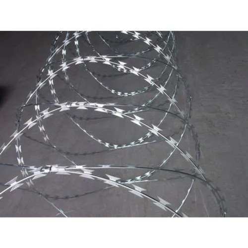 Core Wire Diameter	2.5 mmBlade Thickness	0.5 mm - 0.6 mmSurface Treatment	GalvanisedMaterial Grade	SS 304Usage/Application	Security FencingColor	SilverWe aryan steels are pioneers in Security systems. Therefore our team consists of special field Officers,Engineers and Welders and Labour groups to install the fence at any said time to deliver the customer a total turnkeyjob on very reasonable rates.
