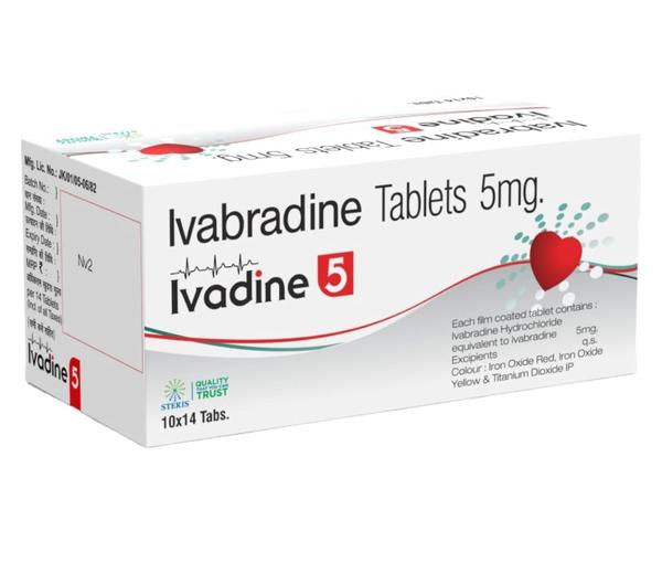 IVADINE 5Ivabradine (5mg)IVADINE 5 is a medication containing Ivabradine in a 5mg dosage strength, used for the management of certain heart conditions.Uses:Treatment of chronic heart failure with reduced ejection fraction in patients who are stable and have a regular heartbeat.Reduction of the risk of hospitalization for worsening heart failure symptoms in certain patients.Dosage:The recommended dose of IVADINE 5 may vary depending on the individual's condition and response to treatment. It's crucial to follow the dosage instructions provided by a healthcare professional.Side Effects:Common side effects of IVADINE 5 may include abnormal heart rhythms (bradycardia), low blood pressure, dizziness, and visual disturbances. Serious side effects such as fainting or worsening heart failure symptoms may occur in some individuals. Consult a healthcare provider for a complete list of side effects.Precautions:Inform your healthcare provider about any medical conditions, medications, or supplements you are taking before starting IVADINE 5.Monitor heart rate, blood pressure, and symptoms regularly while taking this medication.Avoid sudden discontinuation of IVADINE 5 without medical supervision.Conclusion:IVADINE 5, containing Ivabradine at 5mg, is used for the treatment of chronic heart failure with reduced ejection fraction. It should be used as directed by a healthcare professional, with regular monitoring for side effects and therapeutic response.For further information:Email: info@sterispharma.com / contact@sterispharma.comCall/WhatsApp: 7877551268, 7849827488ORDER NOWhttps://www.sterisonline.com/product/ivadine-5-134342