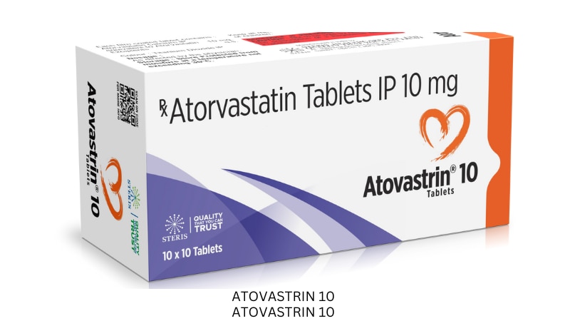 ATOVASTRIN 10 Atorvastatin (10mg)Atovastrin 10 contains 10mg of Atorvastatin, a medication primarily used to manage high cholesterol levels and reduce the risk of cardiovascular events like heart attacks and strokes. Atorvastatin belongs to a class of drugs known as statins, which work by inhibiting an enzyme in the liver responsible for cholesterol production. By lowering levels of LDL (low-density lipoprotein) cholesterol in the bloodstream, Atorvastatin helps prevent the buildup of plaque in the arteries, which can lead to atherosclerosis and cardiovascular disease.It's important to take Atovastrin 10 as prescribed by your healthcare provider. Typically, it is taken orally once daily, with or without food, usually in the evening. Adhering to any dietary and lifestyle changes recommended by your doctor while taking Atorvastatin can help maximize its effectiveness.Before starting Atovastrin 10, inform your healthcare provider about any other medications you are taking, as well as any medical conditions you have, as Atorvastatin can interact with other drugs and may not be suitable for everyone. Regular monitoring of cholesterol levels and liver function may be necessary while taking Atorvastatin to ensure its safety and effectiveness.Common side effects of Atorvastatin may include muscle pain or weakness, liver abnormalities, digestive issues, and an increased risk of diabetes. Serious side effects are rare but can include muscle breakdown (rhabdomyolysis) and liver damage. If you experience any concerning symptoms while taking Atovastrin 10, contact your healthcare provider promptly.Remember not to adjust your dose or stop taking Atorvastatin without consulting your doctor, as doing so could affect its effectiveness and potentially increase your risk of cardiovascular events. Always follow your healthcare provider's instructions and report any unusual symptoms or concerns. For further informationEmail : info@sterispharma.com / contact@sterispharma.comCall/WhatsApp : 7877551268, 7849827488BUY NOWhttps://www.sterisonline.com/product/atovastrin-10-134454