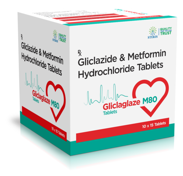 GLICLAGLAZE M 80 gliclazide (80mg),Metformin (500 mg)IntroductionGLICLAGLAZE M 80 is a specialized medication formulated for individuals diagnosed with Type 2 diabetes, aiming to enhance blood sugar regulation. This oral medication combines Gliclazide (80 mg) with Metformin (500 mg), two effective antidiabetic agents that provide a synergistic effect to control high blood sugar.Mechanism of ActionGliclazide (80 mg): Belonging to the sulfonylurea class, Gliclazide works by increasing insulin secretion from the pancreatic beta cells. It promotes a decrease in blood glucose levels and enhances the action of insulin in the body. Additionally, Gliclazide improves blood flow and has protective effects against the vascular complications of diabetes.Metformin (500 mg): Metformin reduces hepatic glucose production and improves insulin sensitivity by enhancing peripheral glucose uptake, particularly in muscle cells. This action helps lower blood glucose levels without the risk of inducing hypoglycemia and is associated with a potential reduction in body weight.BenefitsGLICLAGLAZE M 80 offers a robust approach to managing Type 2 diabetes by targeting different aspects of the disease. The combination of Gliclazide and Metformin in this medication helps to control blood sugar more effectively than either component alone, potentially lowering the patient's risk of diabetes-related complications.Dosage and AdministrationDosage: The starting dose should be adjusted based on the patient’s previous medication regimen, effectiveness, and tolerability. Dose adjustments should be made based on glycemic control, as assessed by regular monitoring of blood glucose levels.Administration: It is recommended to take GLICLAGLAZE M 80 with meals to maximize drug absorption and minimize potential gastrointestinal side effects.Side EffectsPotential side effects of GLICLAGLAZE M 80 include gastrointestinal symptoms like nausea and diarrhea, which usually improve over time. The risk of hypoglycemia exists but is moderated by the inclusion of Metformin.ConclusionGLICLAGLAZE M 80 represents an effective treatment solution for managing Type 2 diabetes, combining two powerful antidiabetic agents to improve glycemic control and reduce the risk of diabetes complications. Patients should maintain regular consultations with their healthcare provider to tailor their treatment plan according to their specific needs, ensuring the best possible outcomes in diabetes management.For further information: EMAIL: info@sterispharma.com / contact@sterispharma.com CALL/WHATSAPP: 7877551268, 7849827488 Order Nowhttps://www.sterisonline.com/product/gliclaglaze-m-80-133420