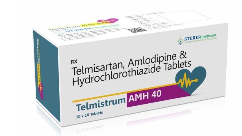 TELMISTRUM AMH 40 Telmisartan 40mg + Amlodipine 5mg + HCTZ 12.5mgTELMISTRUM AMH 40 is a combination medication that includes three active ingredients: Telmisartan (40mg), Amlodipine (5mg), and Hydrochlorothiazide (HCTZ) (12.5mg). This medication is primarily used for the management of hypertension (high blood pressure) and helps in reducing the risk of cardiovascular events such as stroke and heart attack. Each component works synergistically to provide effective blood pressure control.UsesTELMISTRUM AMH 40 is primarily used for:Managing hypertension (high blood pressure)Reducing the risk of cardiovascular events in patients with hypertension and other risk factorsProviding a comprehensive approach to blood pressure controlHow It WorksTelmisartan: Telmisartan is an angiotensin II receptor blocker (ARB). It works by blocking the action of angiotensin II, a hormone that causes blood vessels to constrict. By preventing this action, Telmisartan helps to relax and widen blood vessels, which lowers blood pressure.Amlodipine: Amlodipine is a calcium channel blocker. It works by relaxing the smooth muscles of the blood vessels, leading to their dilation. This helps to reduce blood pressure and improve blood flow.Hydrochlorothiazide (HCTZ): HCTZ is a thiazide diuretic (water pill). It helps to reduce blood pressure by removing excess salt and water from the body through urine. This diuretic effect reduces the volume of blood, thereby lowering blood pressure.Dosage and AdministrationRecommended Dosage: The typical dose of TELMISTRUM AMH 40 is one tablet taken once daily.Administration: The tablet should be taken orally with a full glass of water.For further informationEmail : info@sterispharma.com / contact@sterispharma.comCall/WhatsApp : 7877551268, 7849827488BUY NOWhttps://www.sterisonline.com/product/telmistrum-amh-40-133379