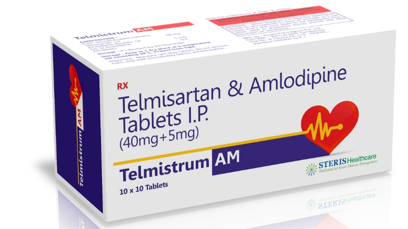 TELMISTRUM AM Telmisartan 40mg + Amlodipine 5mgTELMISTRUM AM is a combination medication containing two active ingredients: Telmisartan (40mg) and Amlodipine (5mg). This combination is used primarily for the management of hypertension (high blood pressure). Telmisartan is an angiotensin II receptor blocker (ARB) while Amlodipine is a calcium channel blocker (CCB). Together, they provide a synergistic effect to help control blood pressure more effectively than either medication alone.UsesTELMISTRUM AM is used for:Managing hypertension (high blood pressure)Reducing the risk of cardiovascular events such as heart attack and strokeProviding better blood pressure control in patients who require combination therapyFor further informationEmail : info@sterispharma.com / contact@sterispharma.comCall/WhatsApp : 7877551268, 7849827488BUY NOWhttps://www.sterisonline.com/product/telmistrum-am-133378