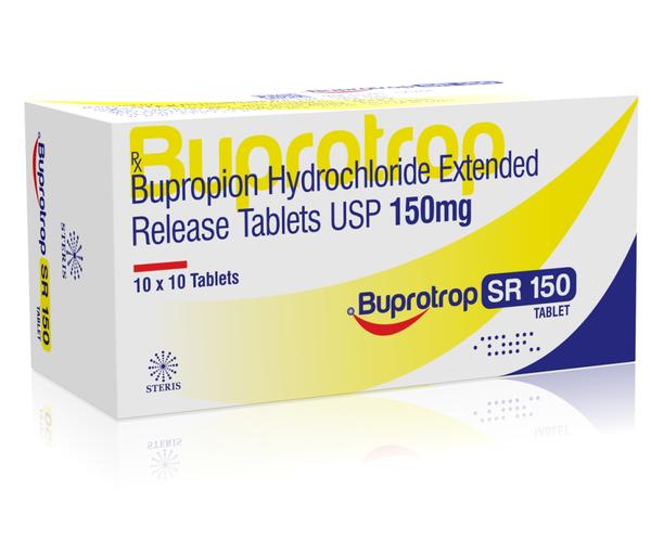 BUPROTROP SR 150Bupropion HCI ER (150mg)Buprotrop SR 150 is a medication containing Bupropion Hydrochloride Extended-Release (ER) in a dosage of 150mg. It belongs to the class of antidepressant medications known as norepinephrine-dopamine reuptake inhibitors (NDRI). Bupropion works by affecting certain chemicals in the brain that play a role in mood regulation.This medication is commonly prescribed to treat major depressive disorder (MDD) and seasonal affective disorder (SAD). It may also be used as part of a smoking cessation program to help individuals quit smoking.The extended-release formulation of Buprotrop SR 150 ensures a gradual release of the medication in the body, allowing for sustained therapeutic effects over time. It is typically taken once daily, preferably in the morning, with or without food. However, it is essential to follow your healthcare provider's instructions regarding dosage and administration.As with any medication, Buprotrop SR 150 may cause side effects such as dry mouth, headache, nausea, insomnia, and changes in appetite. It's important to report any unusual or severe symptoms to your doctor promptly.Before starting Buprotrop SR 150, inform your healthcare provider about any medical conditions you have and any other medications or supplements you are taking. Avoid alcohol while taking this medication, as it may increase the risk of seizures.Overall, Buprotrop SR 150 can be an effective treatment option for depression and smoking cessation when used under medical supervision and in conjunction with other appropriate therapies.For further information:Email: info@sterispharma.com / contact@sterispharma.comCall/WhatsApp: 7877551268, 7849827488Buy Now: https://www.sterisonline.com/product/buprotrop-sr-150-133540