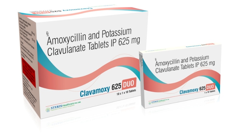 CLAVAMOXY 625 DUO 10'SAmoxycillin (500mg) + Clavulanic Acid (125mg)Clavamoxy 625 Duo is a combination medicine that contains two active ingredients: Amoxicillin (500mg) and Clavulanic Acid (125mg). Amoxicillin is a penicillin-type antibiotic used to treat bacterial infections such as respiratory tract infections, urinary tract infections, skin infections, and ear infections. Clavulanic Acid is a beta-lactamase inhibitor that helps prevent bacteria from becoming resistant to amoxicillin, thereby enhancing its effectiveness against certain bacteria.This medicine is available in a pack of 10 tablets and is commonly prescribed by healthcare professionals to treat a range of bacterial infections. It is important to take this medicine as directed by your doctor and to complete the full course of treatment even if you start feeling better. Avoid skipping doses or stopping the medication early without consulting your doctor, as this may lead to antibiotic resistance.Common side effects of Clavamoxy 625 Duo may include diarrhea, nausea, vomiting, and skin rash. If you experience severe or persistent side effects, inform your doctor immediately. This medicine may not be suitable for everyone, so it is essential to inform your doctor about any existing medical conditions or allergies before starting this medication.For further information:Email: info@sterispharma.com / contact@sterispharma.comCall/WhatsApp: 7877551268, 7849827488Buy Now: https://www.sterisonline.com/product/clavamoxy-625-duo-10-s-133896