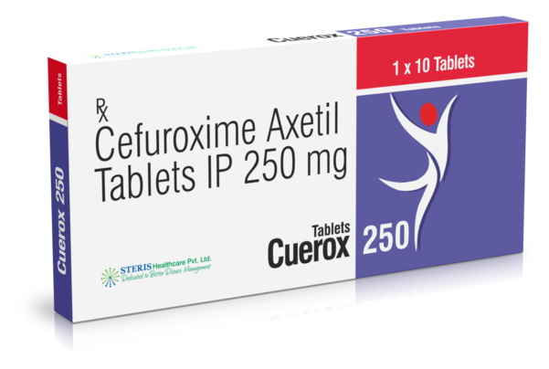 CUEROX 250Cefuroxime Axetil (250mg)Cuerox 250 contains Cefuroxime Axetil at a strength of 250mg. It belongs to the cephalosporin class of antibiotics, used to treat various bacterial infections. Cefuroxime Axetil works by stopping the growth of bacteria.This medication is commonly prescribed for respiratory tract infections, such as bronchitis and pneumonia, as well as skin and soft tissue infections. It is also effective against urinary tract infections caused by susceptible bacteria.It's important to follow your doctor's instructions and complete the full course of medication even if you start feeling better. Skipping doses or stopping early can lead to antibiotic resistance.Common side effects may include nausea, diarrhea, stomach pain, and headache. If you experience severe side effects like allergic reactions, rash, or difficulty breathing, seek medical attention immediately.Cuerox 250 should be taken as directed, typically with food to enhance absorption and reduce stomach upset. Avoid taking antacids or iron supplements within 2 hours of taking this medication, as they can interfere with its effectiveness.For further information:Email: info@sterispharma.com / contact@sterispharma.comCall/WhatsApp: 7877551268, 7849827488Buy Now: https://www.sterisonline.com/product/cuerox-250-133897