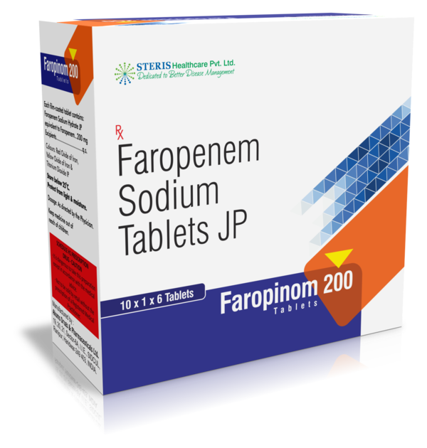 FAROPINOM 200Faropenem Sodium 200mgFaropinom 200 is a medication containing Faropenem Sodium at a strength of 200mg. It belongs to the class of antibiotics known as carbapenems and is used to treat various bacterial infections. This medication works by inhibiting the growth of bacteria, thus helping the body's immune system to fight off the infection.Dosage and Administration:Take Faropinom 200 exactly as prescribed by your healthcare provider.The usual dose for adults is typically 200mg taken orally every 12 hours.Follow the instructions on the prescription label carefully.Do not skip doses or stop taking the medication early even if you feel better, as it may lead to the reoccurrence of the infection or the development of antibiotic resistance. For further information:Email: info@sterispharma.com / contact@sterispharma.comCall/WhatsApp: 7877551268, 7849827488Buy Now: https://www.sterisonline.com/product/faropinom-200-133901