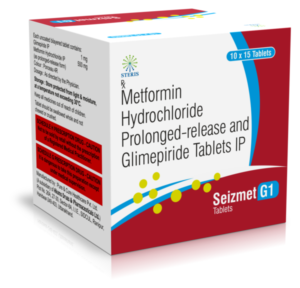 SEIZMET G 1 Glimepiride (1mg), Metformin HCI SR (500mg)Introduction to SEIZMET G 1SEIZMET G 1 is a combination medication that includes Glimepiride 1mg and Metformin Hydrochloride Sustained Release (SR) 500mg. This medication is primarily used for the management of type 2 diabetes mellitus. By combining the complementary mechanisms of Glimepiride and Metformin, SEIZMET G 1 offers comprehensive glycemic control, helping patients manage their blood sugar levels effectively.What are Glimepiride and Metformin?Overview of GlimepirideGlimepiride is a sulfonylurea that helps control blood sugar levels by stimulating the pancreas to release more insulin. It works by closing ATP-sensitive potassium channels in the pancreatic beta cells, leading to insulin secretion.Overview of MetforminMetformin is a biguanide that helps lower blood sugar levels by improving the body's sensitivity to insulin and reducing the amount of glucose produced by the liver. It also enhances peripheral glucose uptake and utilization. The sustained-release formulation ensures a prolonged effect throughout the day.Benefits of SEIZMET G 1Effective Blood Sugar ManagementInsulin Secretion and Sensitivity: Glimepiride stimulates insulin secretion from the pancreas, while Metformin improves insulin sensitivity and reduces hepatic glucose production, providing a dual mechanism of action for comprehensive glycemic control.Postprandial and Fasting Glucose Control: Glimepiride helps manage postprandial (after-meal) glucose levels, while Metformin assists in controlling both fasting and postprandial blood sugar levels.Support for Diabetes ManagementDiet and Exercise Adjunct: SEIZMET G 1 is an excellent adjunct to diet and exercise, helping patients achieve better blood sugar control when lifestyle modifications alone are insufficient.Reduced Risk of Complications: By maintaining more stable blood sugar levels, SEIZMET G 1 can help reduce the risk of long-term complications associated with diabetes, such as cardiovascular disease, neuropathy, and retinopathy.Additional Health BenefitsWeight Management: Metformin is often associated with weight neutrality or modest weight loss, making it a favorable option for overweight or obese patients.Cardiovascular Benefits: Metformin has beneficial effects on cardiovascular health, reducing the risk of heart disease and stroke in patients with type 2 diabetes.How to Use SEIZMET G 1Dosage and AdministrationRecommended Dosage: The typical dosage of SEIZMET G 1 is one tablet taken once or twice daily, depending on your healthcare provider's instructions. The dosage may be adjusted based on individual response and blood sugar levels.Administration: Take the tablet with meals to reduce the risk of gastrointestinal discomfort and enhance the effectiveness of Metformin. Swallow the tablet whole with a full glass of water.Guidelines for Optimal UseConsistent Use: For best results, take SEIZMET G 1 regularly as prescribed by your healthcare provider.Monitor Blood Sugar Levels: Regularly check your blood sugar levels to ensure the medication is effectively controlling your diabetes. Adjustments to your treatment plan may be necessary based on these readings.For further information: EMAIL: info@sterispharma.com / contact@sterispharma.com CALL/WHATSAPP: 7877551268, 7849827488 Order Nowhttps://www.sterisonline.com/product/seizmet-g-1-133436