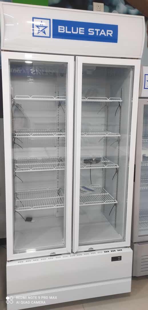 BLUE STAR VISI COOLER * Double Door * Castro Wheel * Eight Self Available * White Colour * Digetal Look